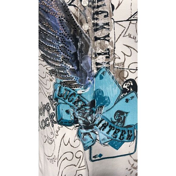 Marc Aurel Long Sleeve  Embellished Henley Size  38 - Picture 5 of 5